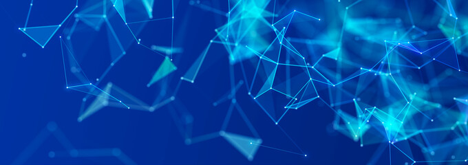 Polygonal background with dots and lines. Network connection structure. Science and technology. 3d