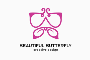 The letter A butterfly logo design or the letter WA butterfly with a creative line art concept