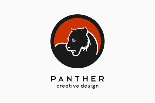 Panter logo design, panter silhouette in a circle with simple creative concept