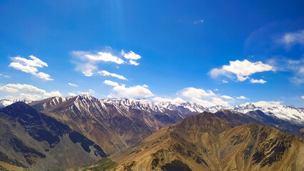 Scenery of the Snow covered Hight mountains in Spiti Valley, Himachal Pradesh, India