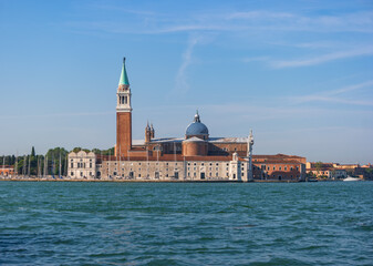 Fototapeta na wymiar Venice, Italy. Venetian cityscape with the Cathedral of San Giorgio Maggiore.