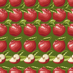Pattern of whole and lobed red apples