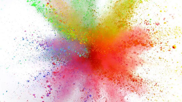 Super Slow Motion Shot of Color Powder Explosion Isolated on White Background at 1000fps.