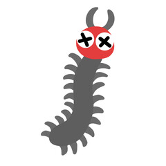 ムカデ（ヤスデ、ゲジゲジ）のポップなフラットイラスト