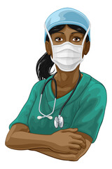 Doctor or Nurse Woman in Medical Scrubs and PPE