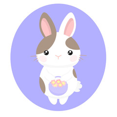 Cute cartoon rabbit with spots. Cartoon bunny vector illustration