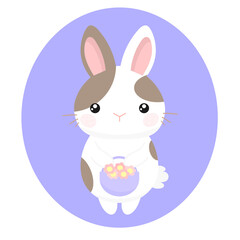 Fototapeta premium Cute cartoon rabbit with spots. Cartoon bunny vector illustration