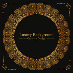 Ornamental Luxury Golden Pattern Circle Islamic Wedding Frame Mandala Invitation 