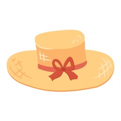 Summer straw hat isolated on white. Beach fashion.