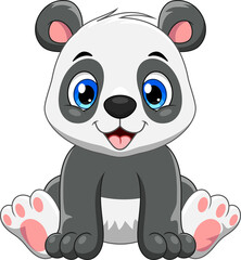 Cartoon cute baby panda sitting - 507026543