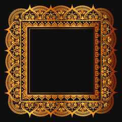 Golden frame Vintage Border with gold mandala rectangle or Square gold banner