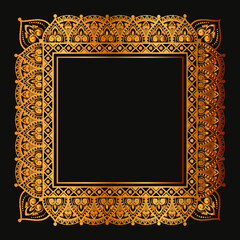 Golden frame Vintage Border with gold mandala rectangle or Square gold banner