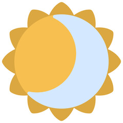 Crescent Moon Over Sun Icon