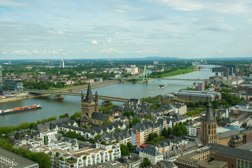 Panoramic view of the city Cologne and the river Rhine