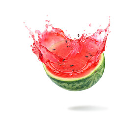 Watermelon juice splash isolated on white background.
