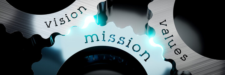 Mission, vision, values - gears concept - 3D illustration © PX Media