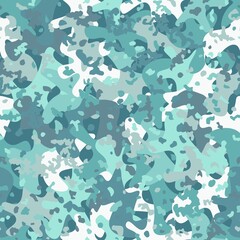 Abstract seamless pattern with arctic blue colored chaotic squares background