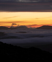 Incredible cloud inversion landscape view of the Rhinogydd in Snowdonia UK