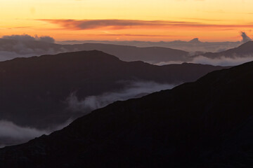 Incredible cloud inversion landscape view of the Rhinogydd in Snowdonia UK