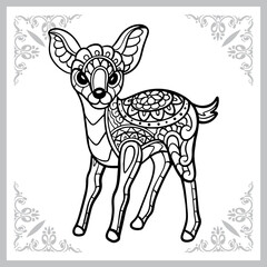 deer zentangle arts. isolated on white background.