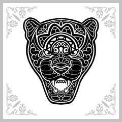 panther head zentangle arts. isolated on white background.