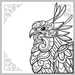 secretary bird zentangle arts. isolated on white background. 