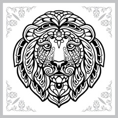 lion head zentangle arts. isolated on white background. 