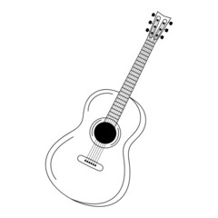 Acoustic guitar in doodle style. Musical instrument.