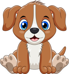 Cartoon cute baby dog sitting - 507033765