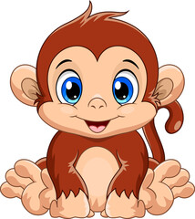 Cartoon cute baby monkey sitting - 507034707