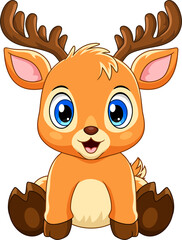Cartoon cute baby deer sitting - 507034722