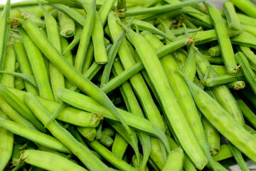 Fresh green organic cluster (guvar) beans vegetable