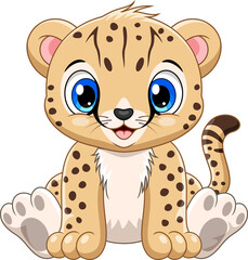 Cartoon cute baby cheetah sitting