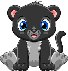 Cartoon cute baby jaguar sitting - 507035192