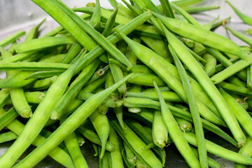 Fresh green organic cluster (guvar) beans vegetable