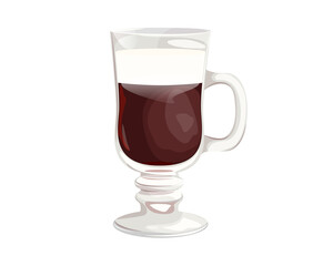 Irish coffee cocktail. Alcoholic cocktail with black coffee, cream and whiskey.