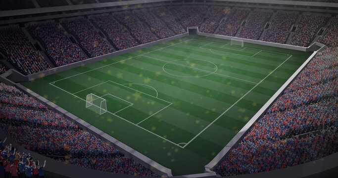 Image of yellow dots over soccer stadium