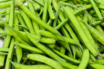 Fresh green organic cluster (guvar) beans vegetable