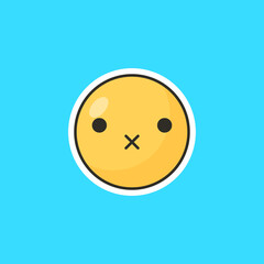 Yellow emoticon in cartoon style. Cute emoticon stickers.