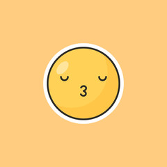 Yellow emoticon in cartoon style. Cute emoticon stickers.