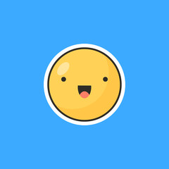 Fototapeta premium Yellow emoticon in cartoon style. Cute emoticon stickers.