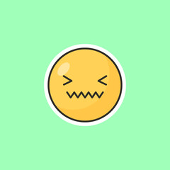 Yellow emoticon in cartoon style. Cute emoticon stickers.