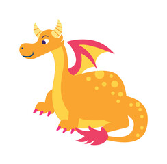 Cute dragon. Fairytale amphibian. Vector illustration