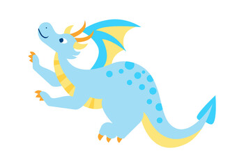 Cute dragon. Fairytale amphibian. Vector illustration