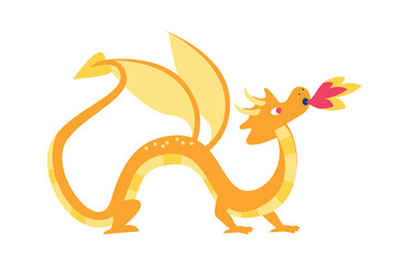 Cute dragon. Fairytale amphibian. Vector illustration