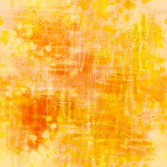 Abstract bright yellow hues painting Multicolored layered spots, blots, strokes and scribbles on a seamless surface