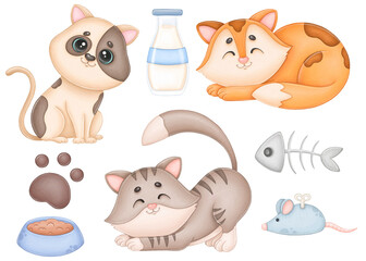 Cute Cats clipart with big eyes
