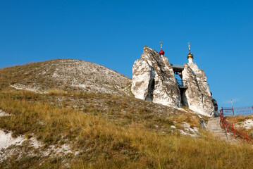 Fototapeta premium Village Kostomarovo, Voronezh region, Russia, Cave Cathedral of the Savior Image Not Made by Hands in the Kostomarovsky Spassky Convent