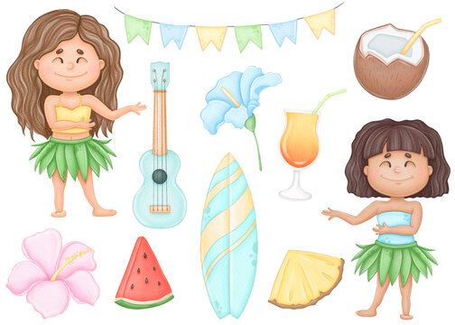 Cute Hawaiian girls and summer vacation