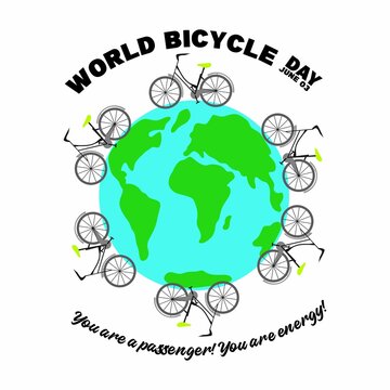World Bicycle Day template design for banner, greeting cards, Logo, poster Vector Illustration